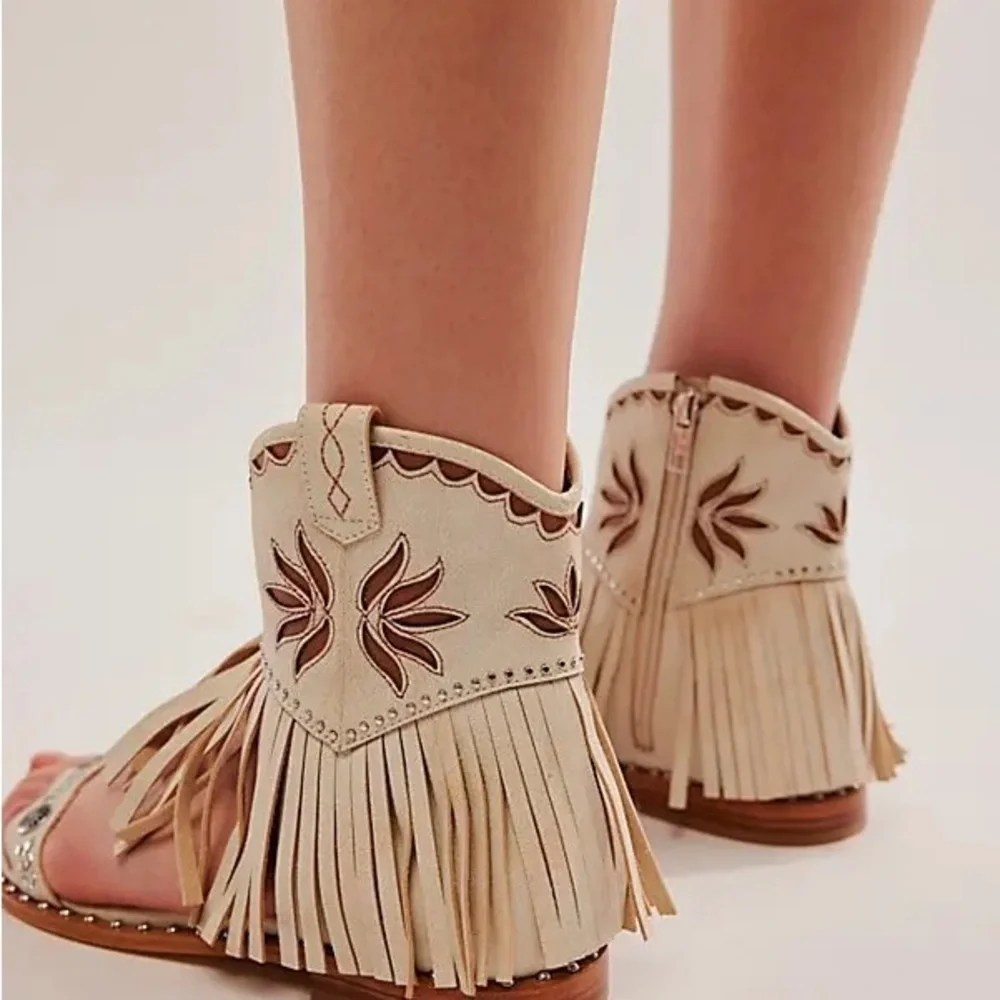 Free People ASH SUMMER WESTERN COWGIRL TASSEL BOOT Sandals SZ 36